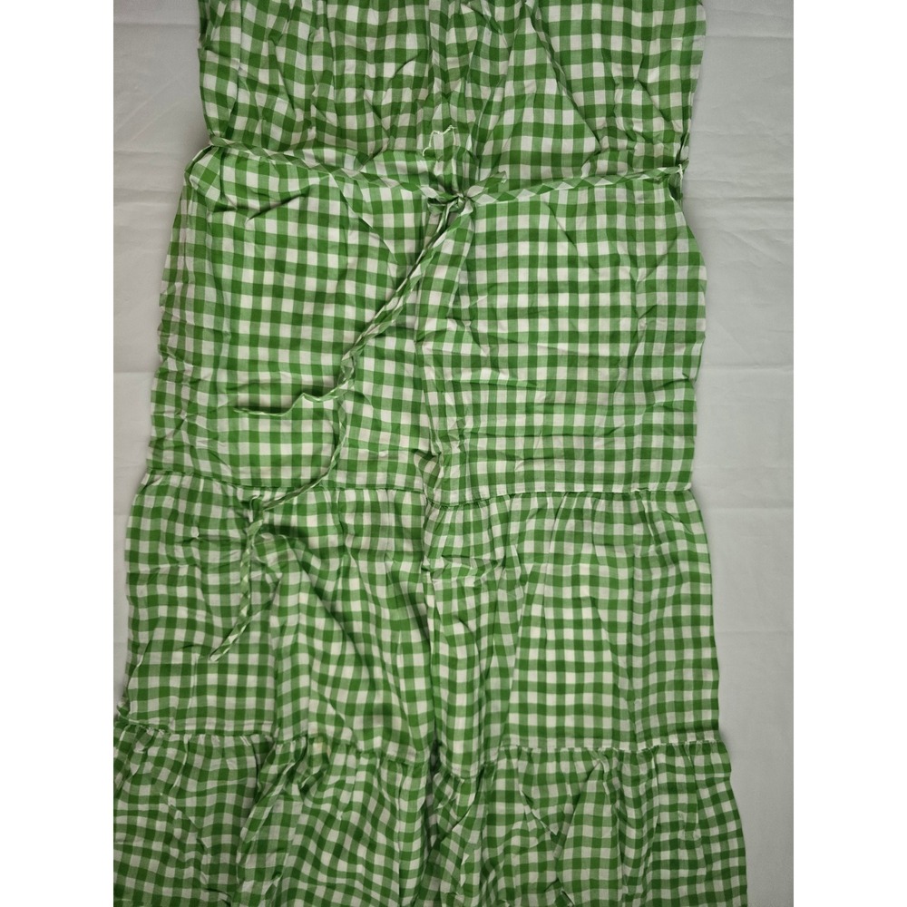 Draper James RSVP Green Gingham Tiered Midi Dress Cotton Ruffle Strap Size M - Picture 3 of 16